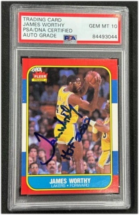 James Worthy 1986 Fleer Signed HOF 2003 PSA 10 Card #132 LA Lakers (1 of 2)