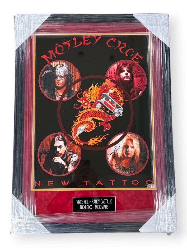 Motley Crue Signed Framed Poster Beckett Authenticated Vince Neil Nikki Sixx (1 of 7)