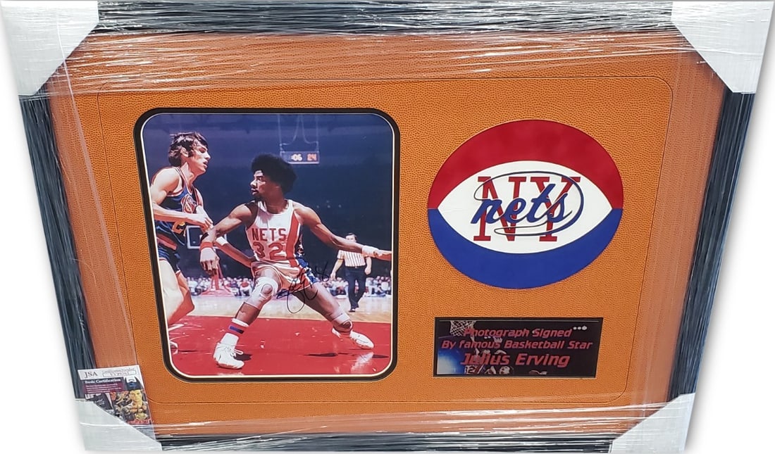 Framed Julius Erving Autographed 8x10 Photograph JSA Authenticated Philadelphia 76ers (1 of 4)