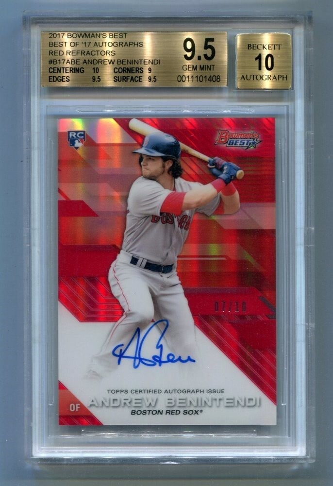 Andrew Benintendi 2017 Refractor Autograph Baseball Card BGS 9.5 (1 of 2)