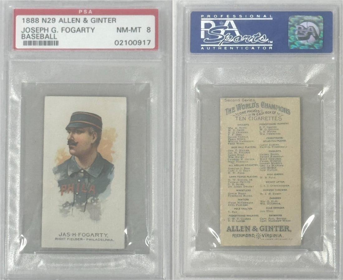 1888 Allen and Ginter N29 Joseph G Fogarty Baseball Card PSA 8 (1 of 1)