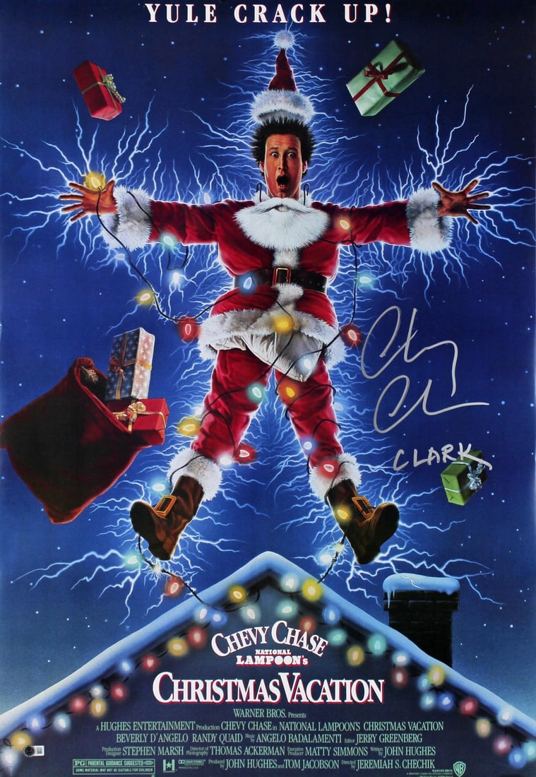 Chevy Chase Signed National Lampoon's Christmas Vacation 24x36 Poster BAS Witnessed (1 of 9)