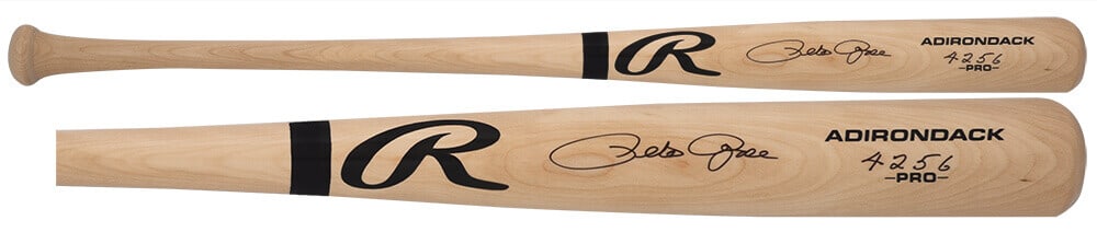 Pete Rose Signed Rawlings Pro Blonde Bat with 4256 Inscription COA (1 of 2)