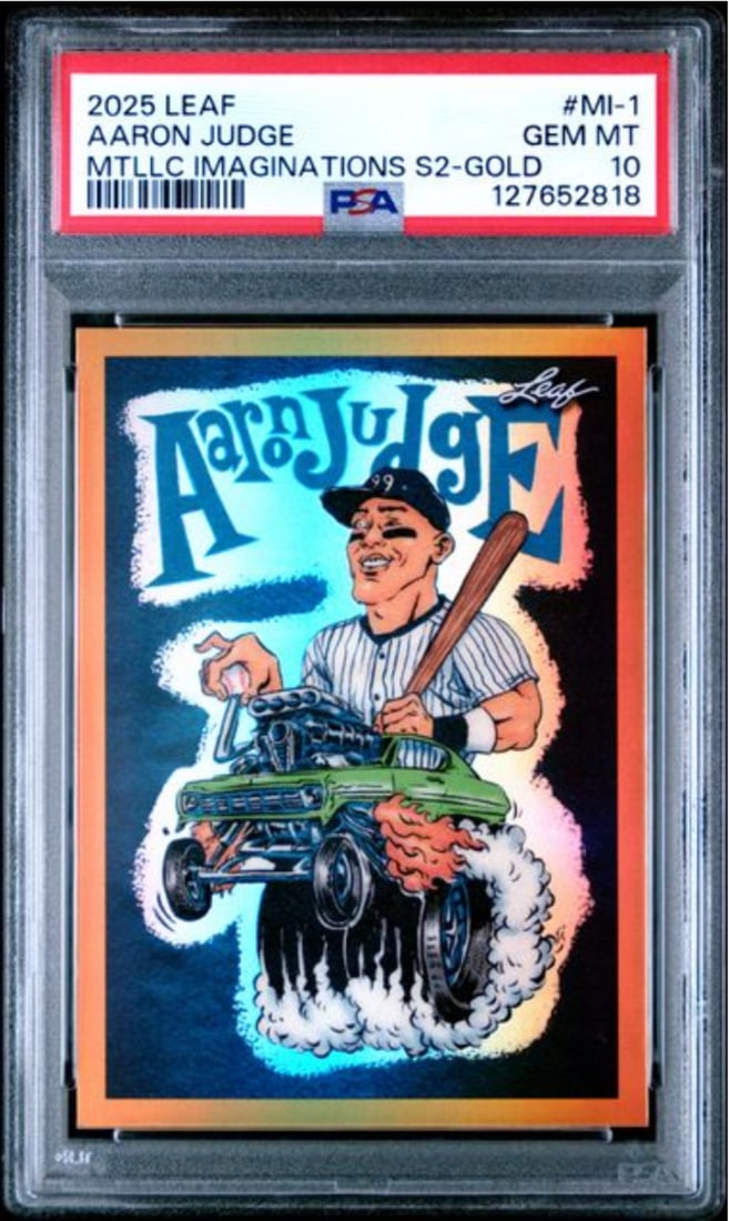 2025 Leaf Aaron Judge #MI1 Metallic Series 2 Gold /99 PSA 10 Mint Card (1 of 2)