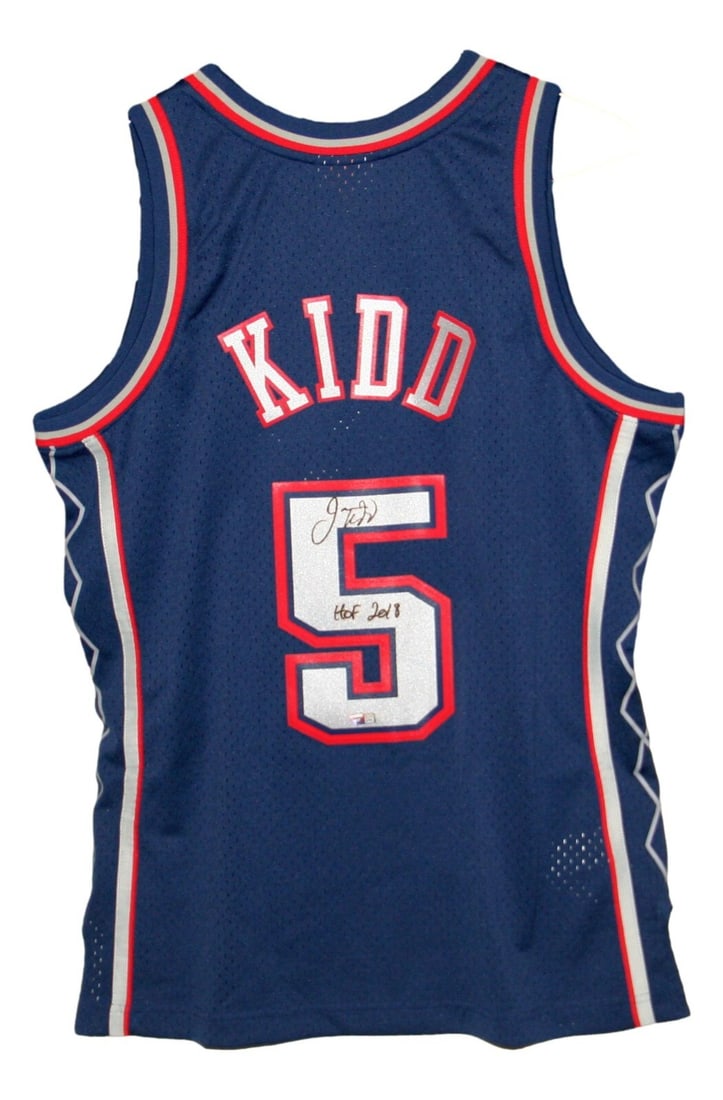 Jason Kidd Autographed Mitchell & Ness Swingman Jersey New Jersey Nets Size L (1 of 10)