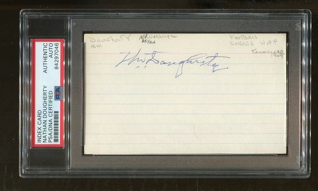 Nathan Dougherty Signed 3x5 Index Card PSA/DNA CFBHOF Rare Authentic Autograph (1 of 2)
