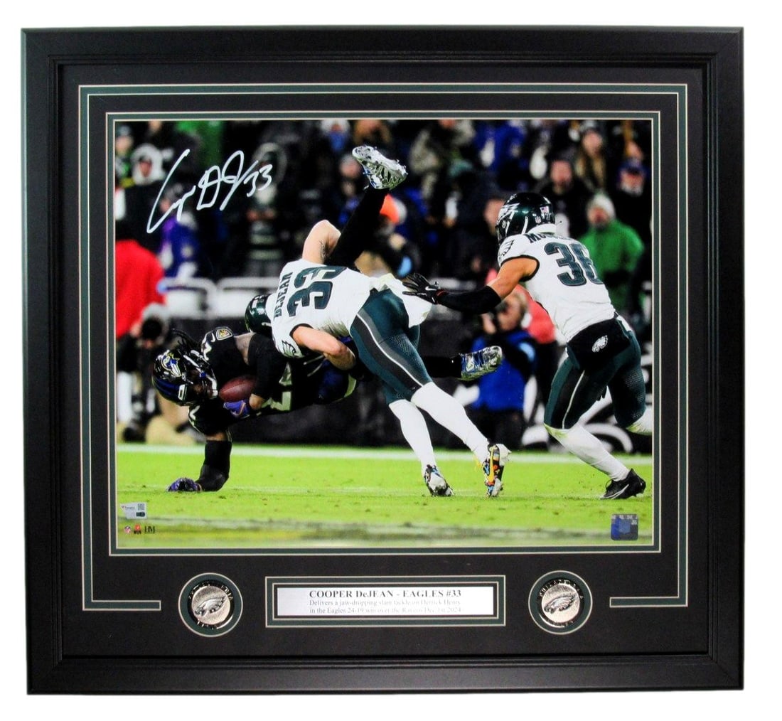 Framed 16x20 Cooper DeJean Eagles Signed Photo Fanatics Authenticated (1 of 4)
