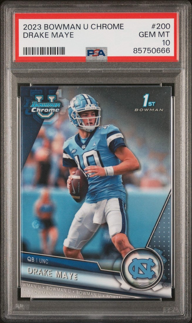 2023 Topps Bowman U Chrome Drake Maye #200 Rookie Football Card PSA 10 (1 of 2)