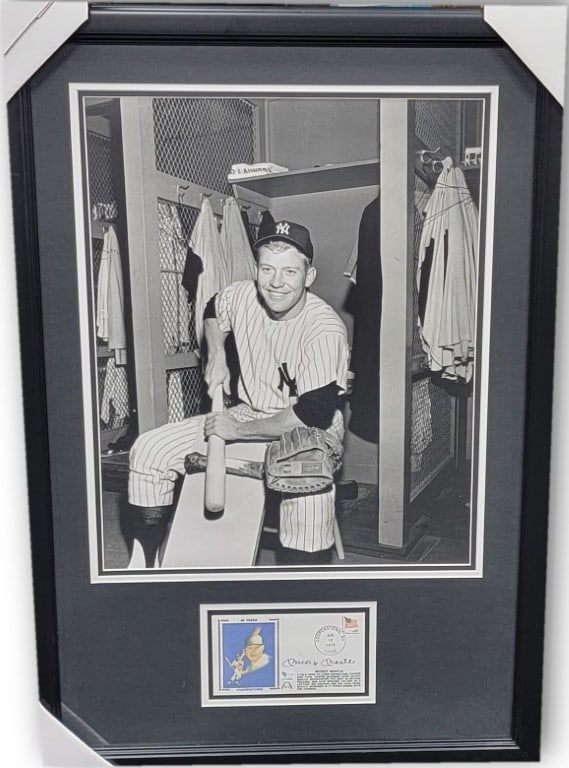 Mickey Mantle Signed Yankees Framed First Day Cover JSA Authenticated (1 of 4)