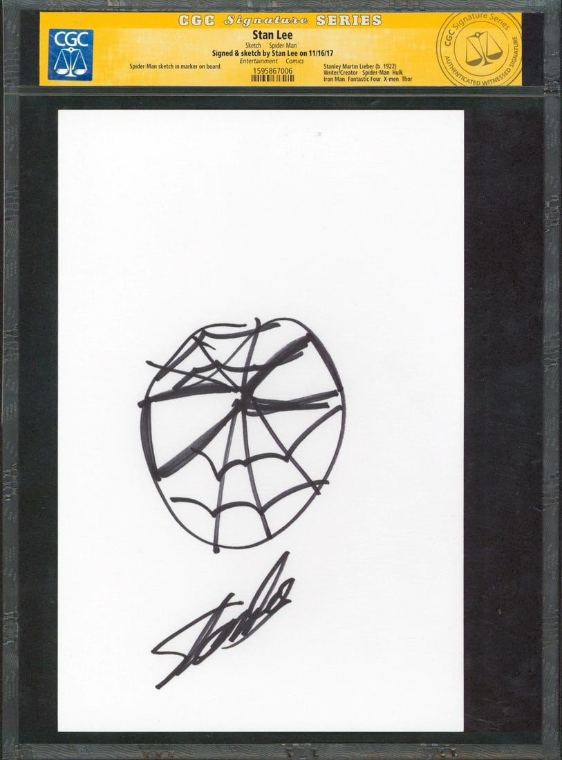 Stan Lee Signed Spider-Man Sketch 7x10.5 CGC Authenticated Marvel Artwork (1 of 7)