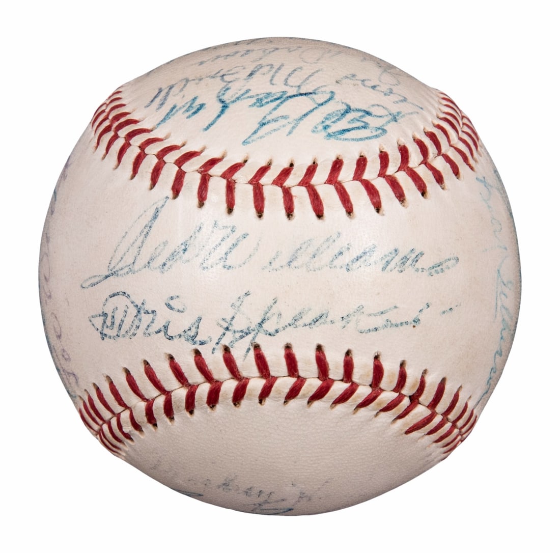 1946 Boston Red Sox Team Signed Baseball with Ted Williams Tris Speaker Beckett COA (1 of 7)