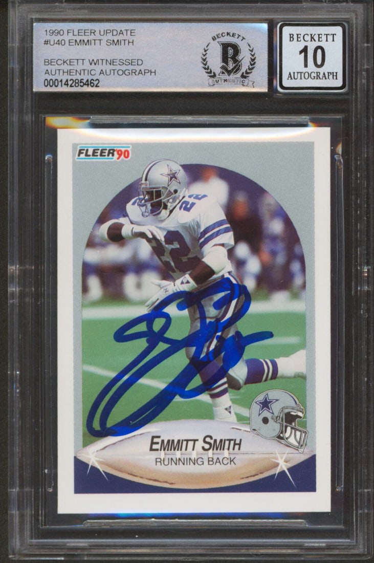 Emmitt Smith Signed 1990 Fleer Update Rookie Card Gem Mint 10 BAS (1 of 2)