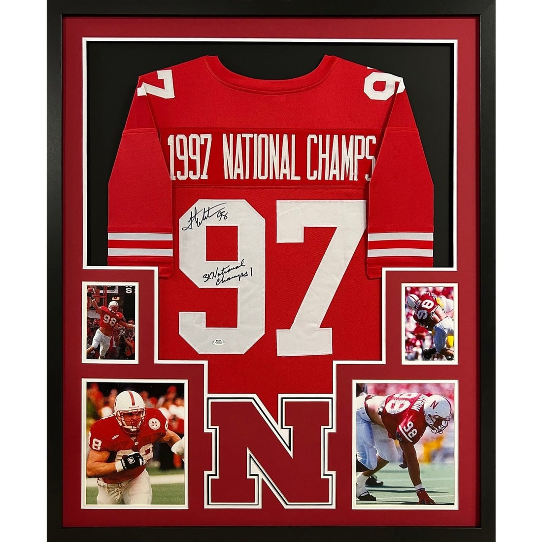 Framed Autographed 1997 Nebraska Jersey by Grant Wistrom PSA/DNA (1 of 2)