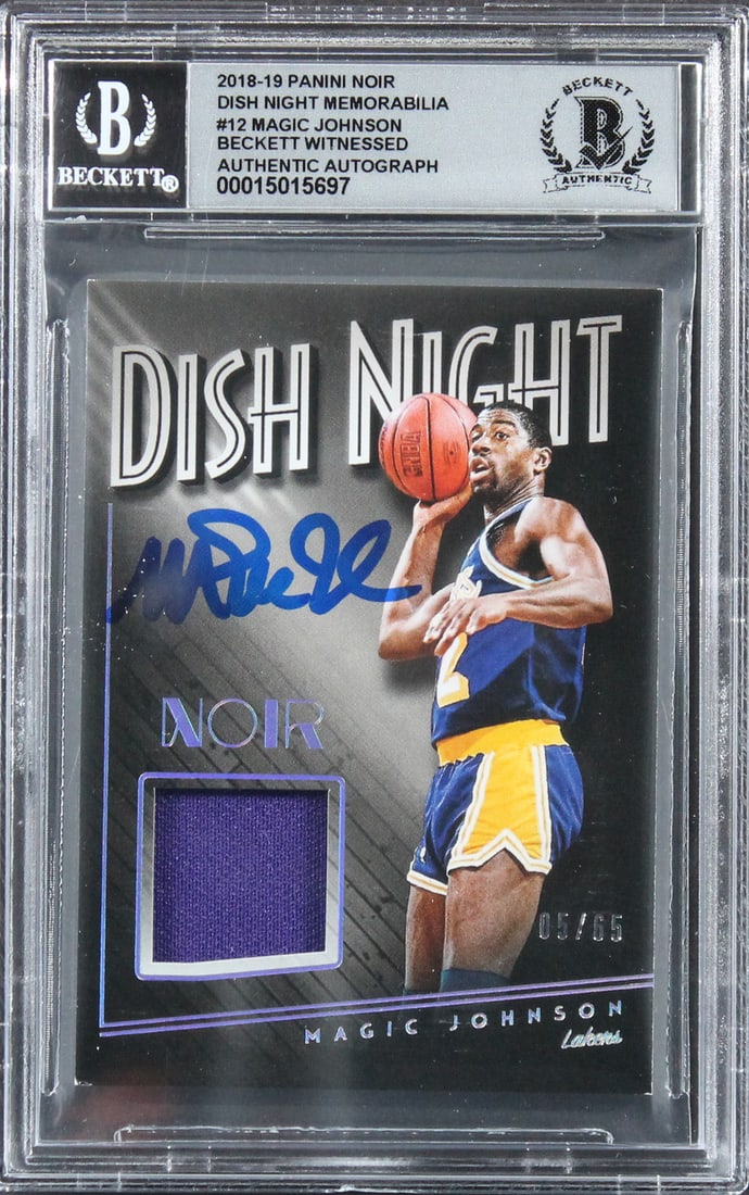 2018 Panini Noir Dish Night Card Signed by Magic Johnson BAS Auto 10 Slabbed (1 of 2)