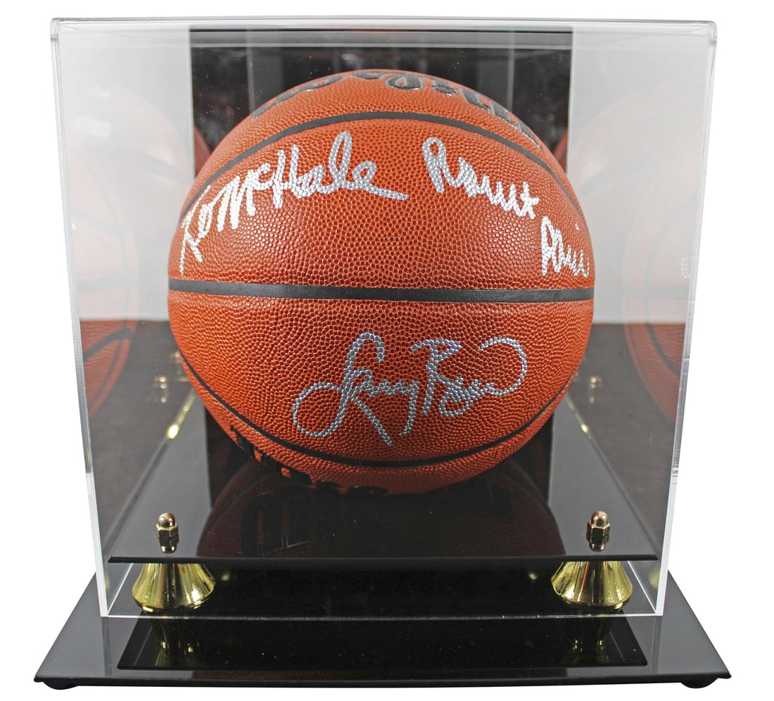 Larry Bird Kevin McHale Robert Parish Signed Basketball with Case Beckett Authenticated: Larry Bird Kevin McHale Robert Parish Signed Basketball with Case Beckett Authenticated This autographed Wilson basketball features the signatures of NBA legends Larry Bird, Kevin McHale, and Robert P