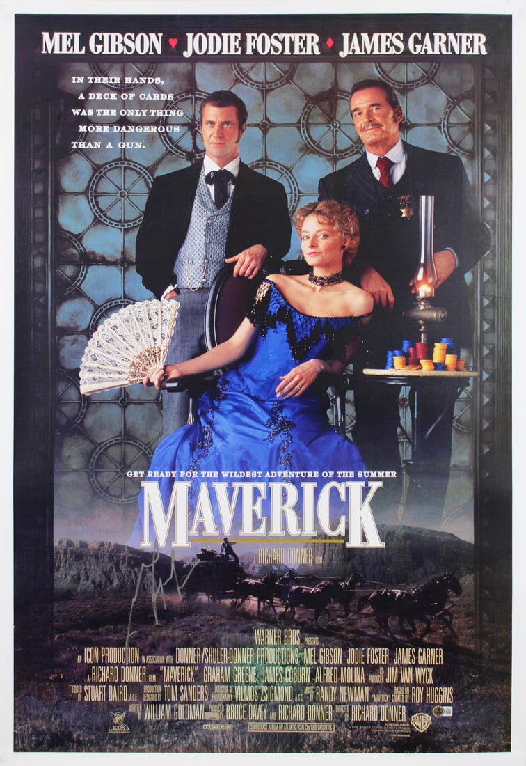 Mel Gibson Autographed Maverick 27x40 Poster with Beckett Authentication (1 of 3)