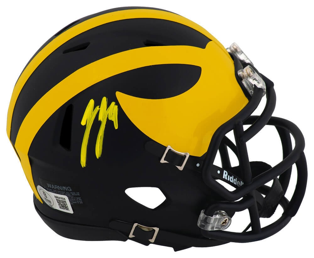 J.J. McCarthy Autographed Michigan Wolverines Riddell Mini Helmet with Beckett COA (1 of 1)