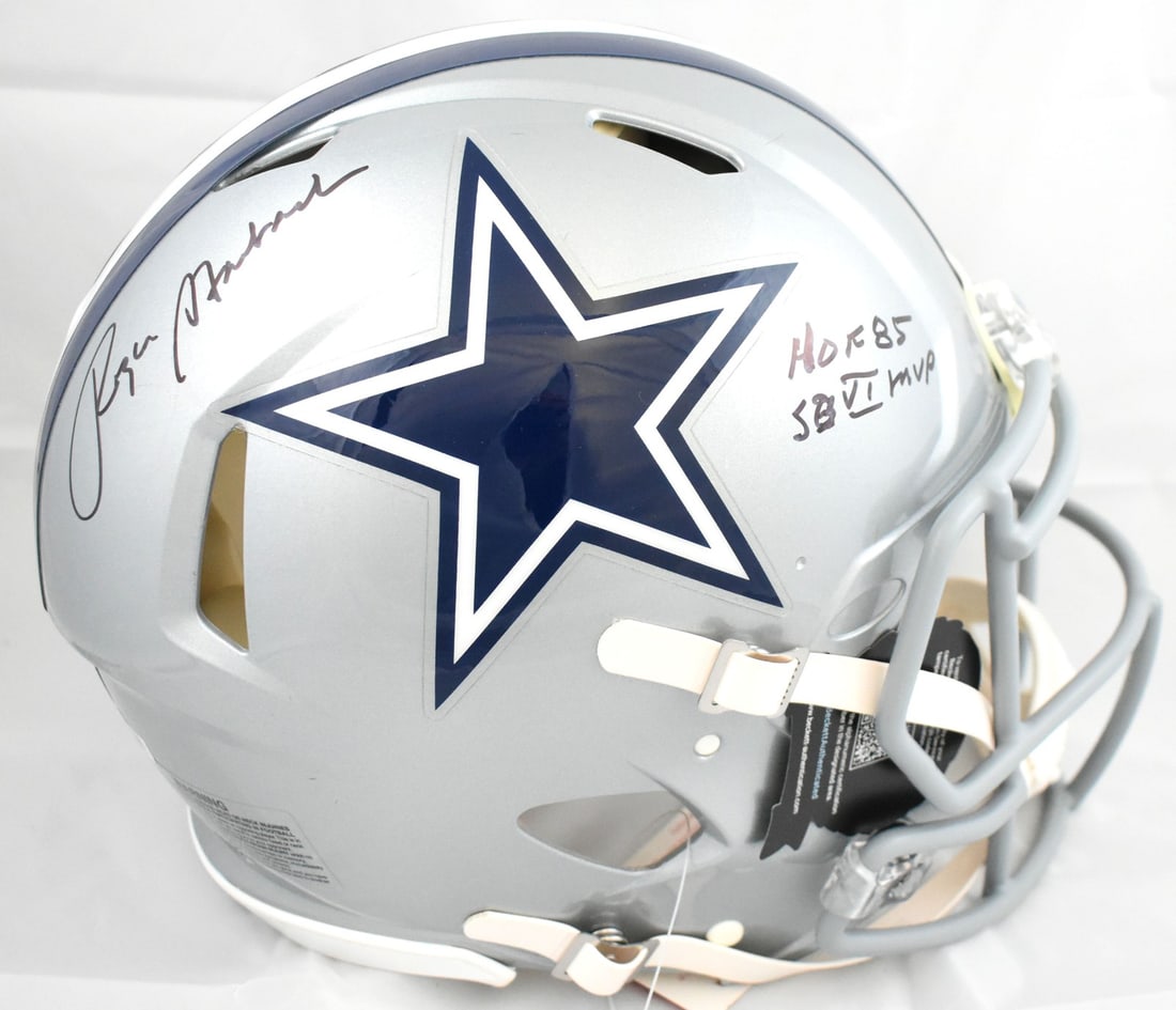 Full Size Dallas Cowboys Helmet Signed by Roger Staubach with Two Inscriptions Beckett (1 of 6)