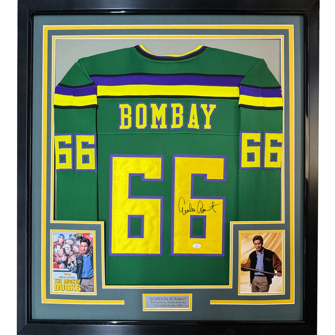 Framed Autographed Emilio Estevez Gordon Bombay Jersey PSA COA Anaheim Ducks (1 of 2)