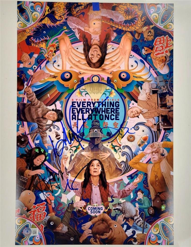 Everything Everywhere All at Once Signed 12x18 Photo Cast Beckett Authenticated: Everything Everywhere All at Once Signed 12x18 Photo Cast Beckett Authenticated Capture a piece of cinematic history with this original signed photograph from the acclaimed movie "Everything Everywher