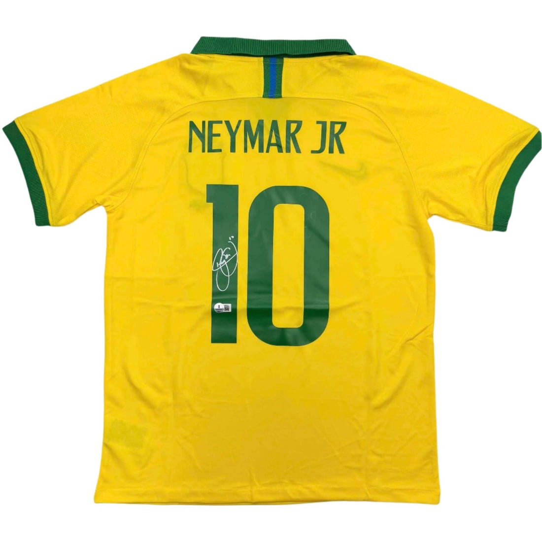 Neymar Jr. Autographed Brazil Soccer Jersey Beckett COA: Neymar Jr. Autographed Brazil Soccer Jersey Beckett COA Celebrate your passion for soccer with this authentic, autographed Neymar Jr. Brazil Soccer Jersey. This original piece comes with third-party a