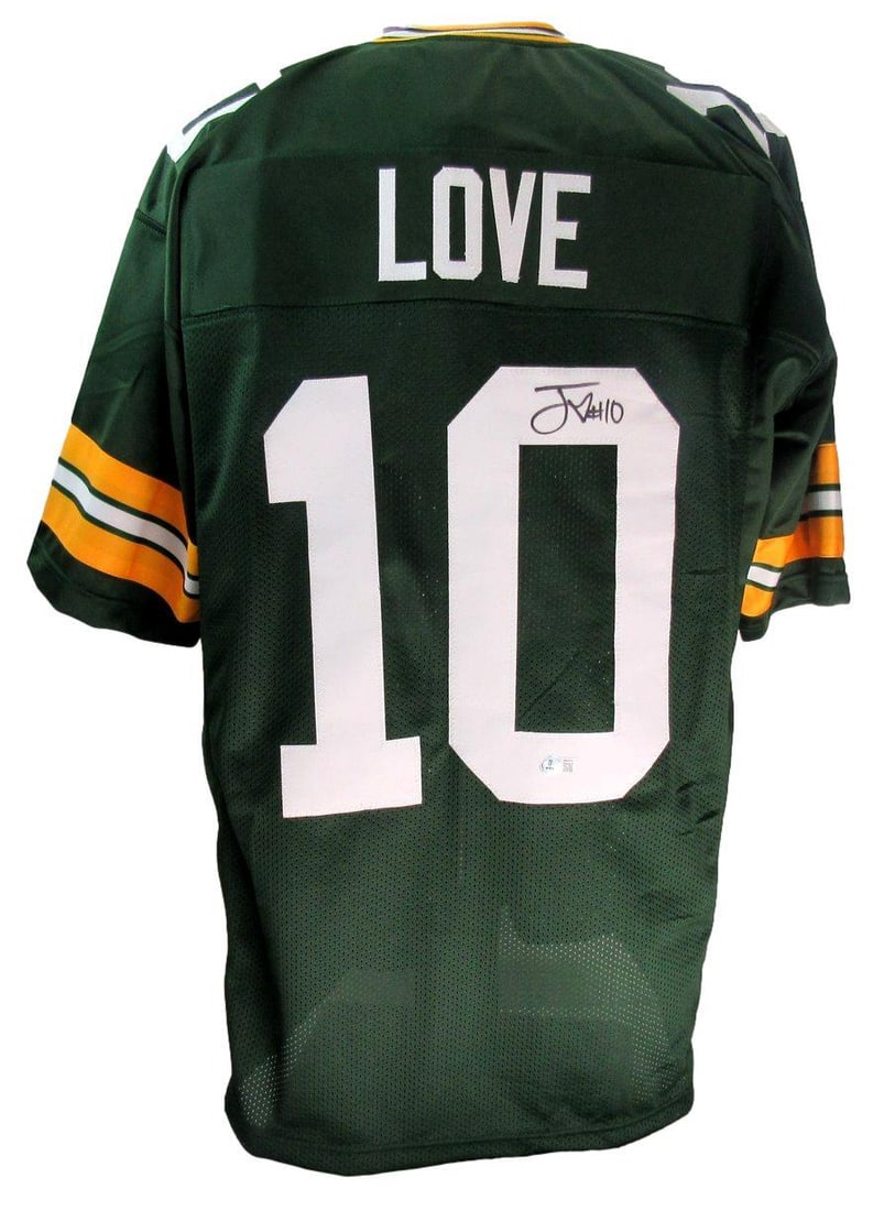 Jordan Love Signed Green Custom Football Jersey Packers BAS Authenticated (1 of 5)