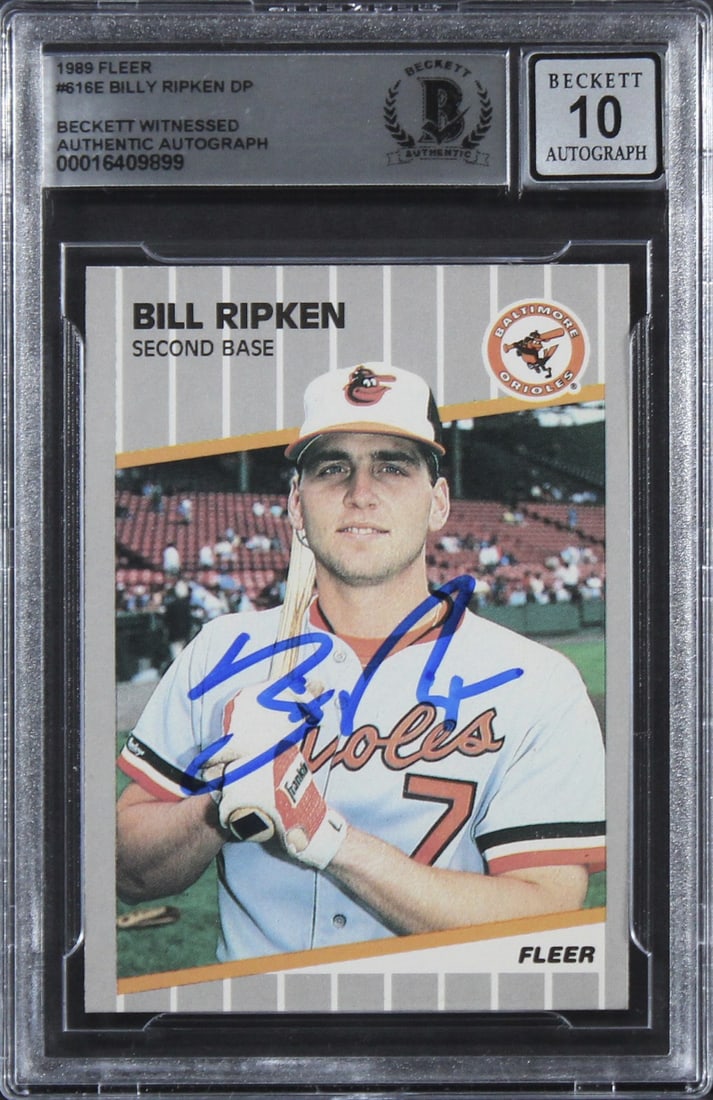 Billy Ripken Signed 1989 Fleer #616E Card Beckett Gem Mint 10 Authenticated (1 of 2)
