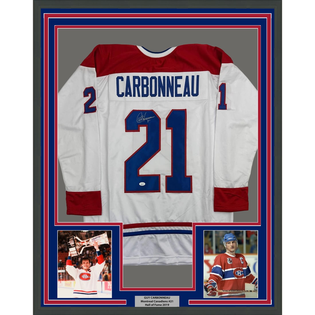 Guy Carbonneau Signed Montreal Canadiens Jersey Framed Display JSA 35x39 (1 of 2)