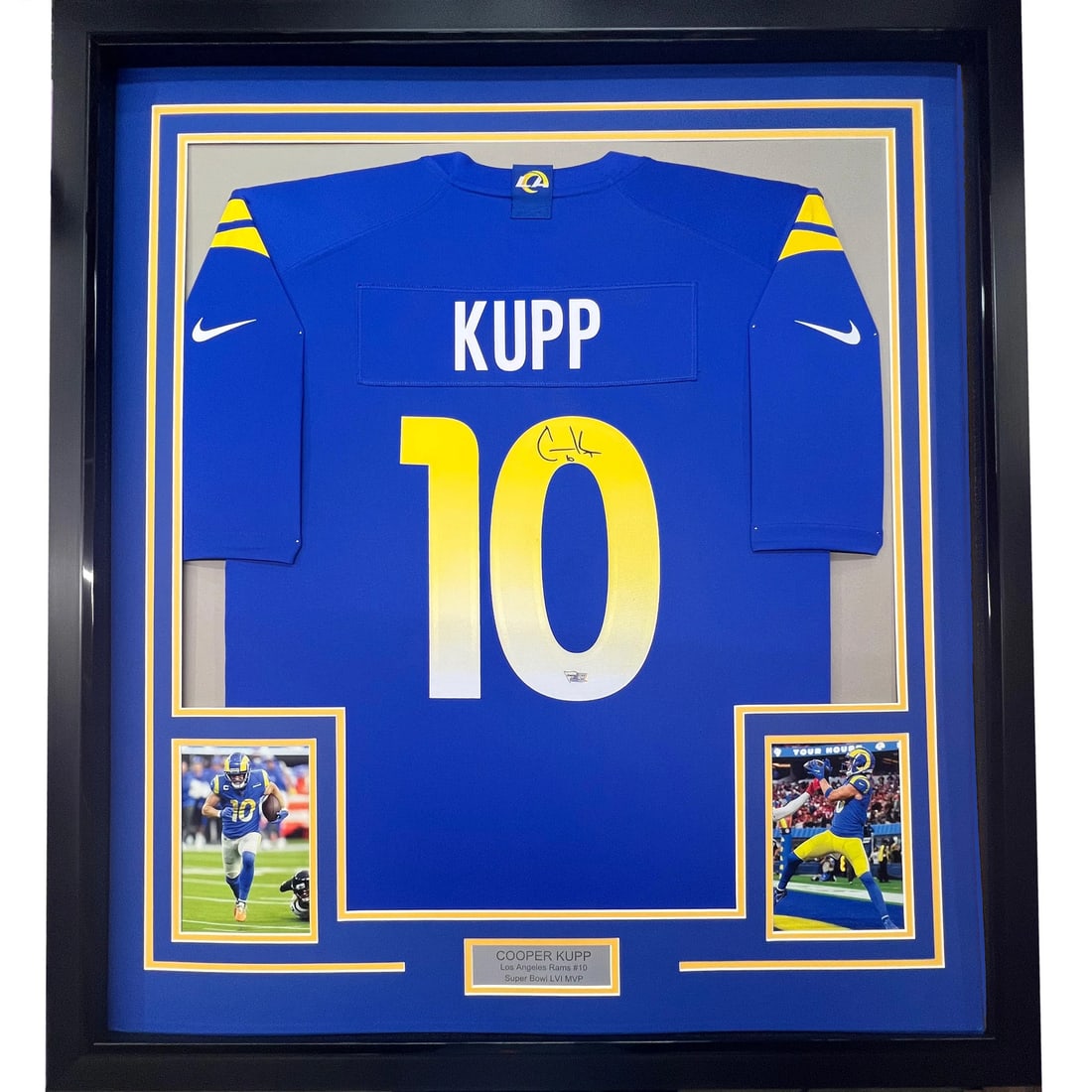 Framed Autographed Cooper Kupp Nike Jersey 33x42 with Fanatics COA (1 of 2)