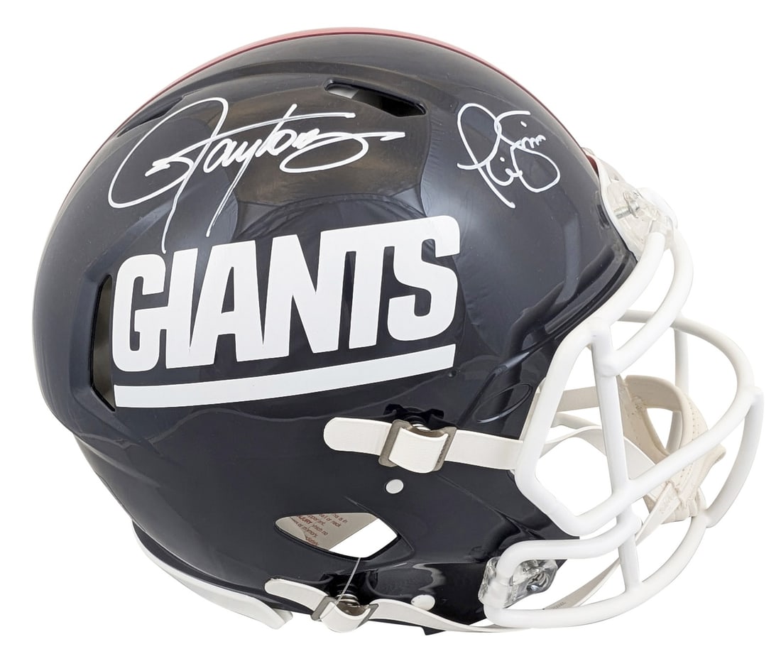 Lawrence Taylor Phil Simms Signed Giants Full Size Helmet BAS Authenticated (1 of 3)