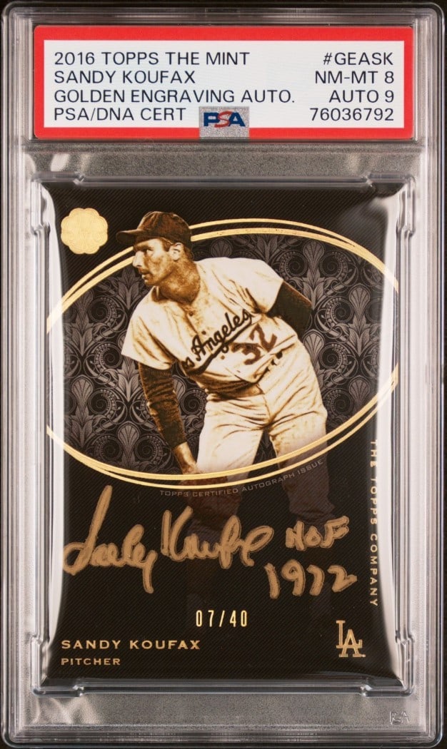 Sandy Koufax 2016 Topps The Mint Golden Engraving Auto PSA 8 #GEASK Limited 7 of 40 (1 of 2)