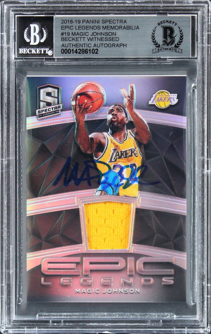 Magic Johnson Autographed 2018 Spectra Epic Legends Card BAS Gem Mint 10 (1 of 2)