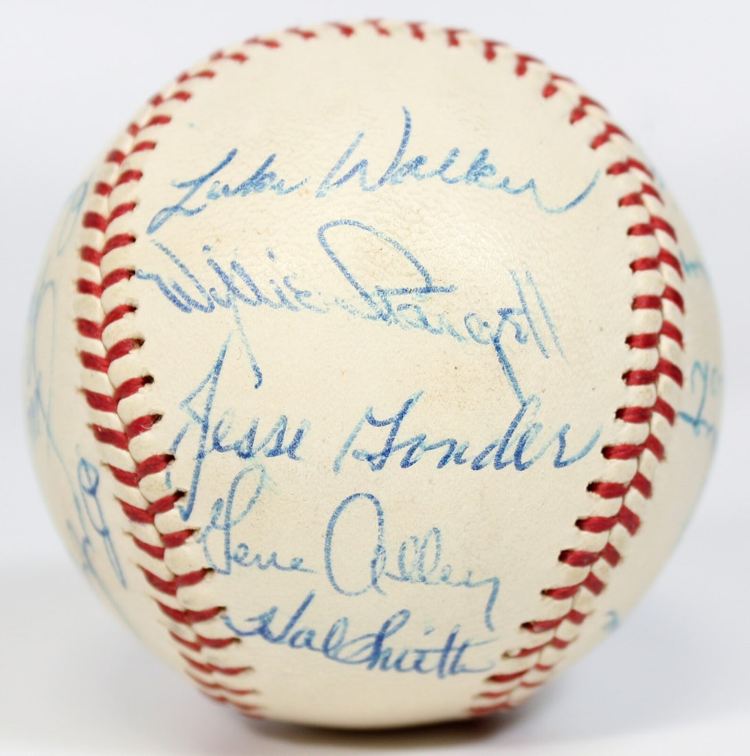 1965 Pittsburgh Pirates Team Signed Baseball with JSA COA: 1965 Pittsburgh Pirates Team Signed Baseball with JSA COA This is a remarkable 1965 Pittsburgh Pirates Team Signed National League Baseball, featuring the signatures of 19 players including Hall of Fa
