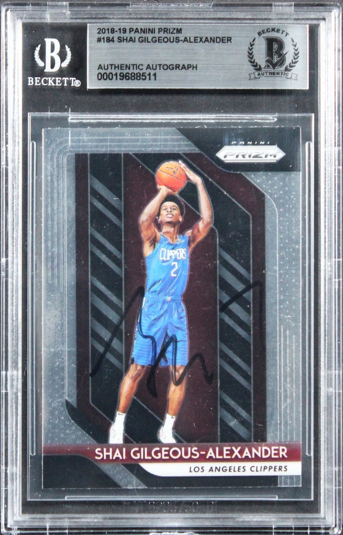 Shai Gilgeous-Alexander Autographed 2018 Prizm Rookie Card Beckett Authenticated (1 of 2)