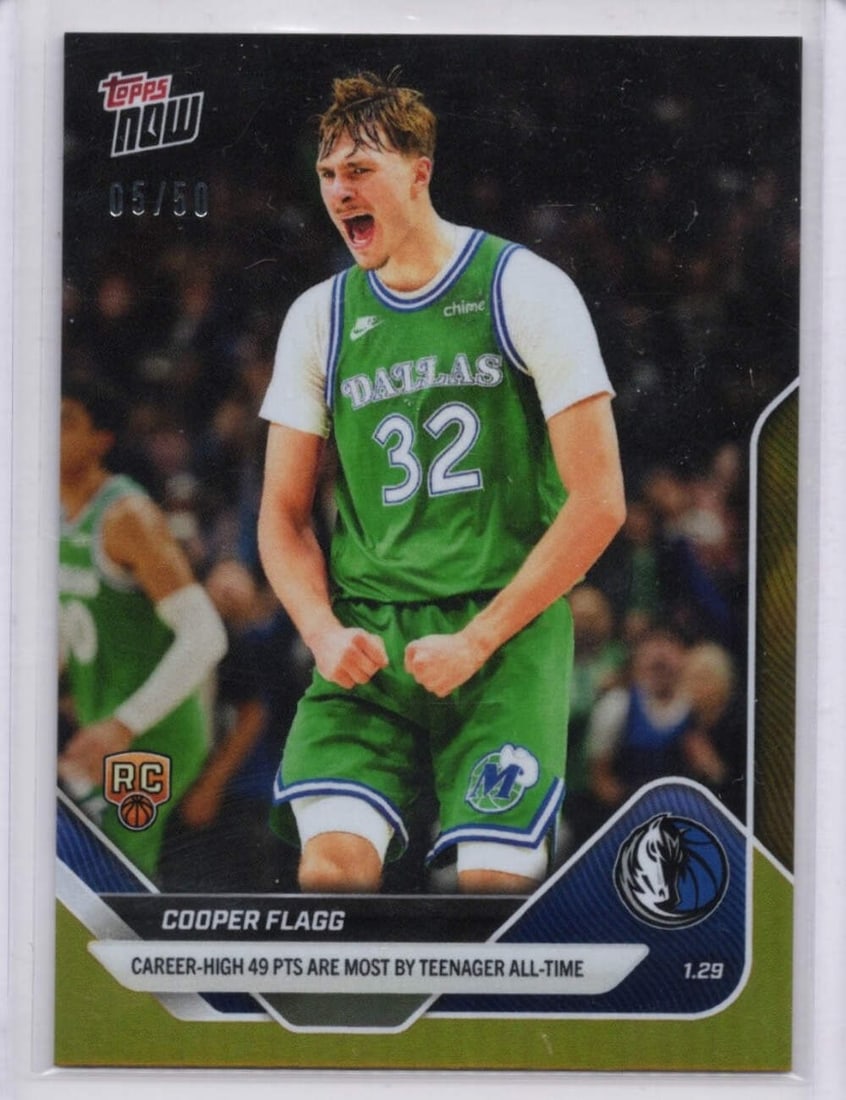 Gold Foil Rookie Cooper Flagg Topps Now 150 NBA Basketball Card Serial Numbered /50 (1 of 2)