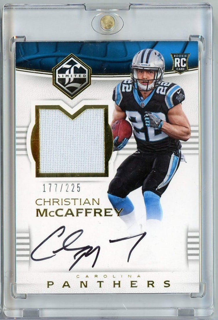 Christian McCaffrey 2017 Rookie Patch Auto Card Panini Limited #107 PSA Graded (1 of 2)