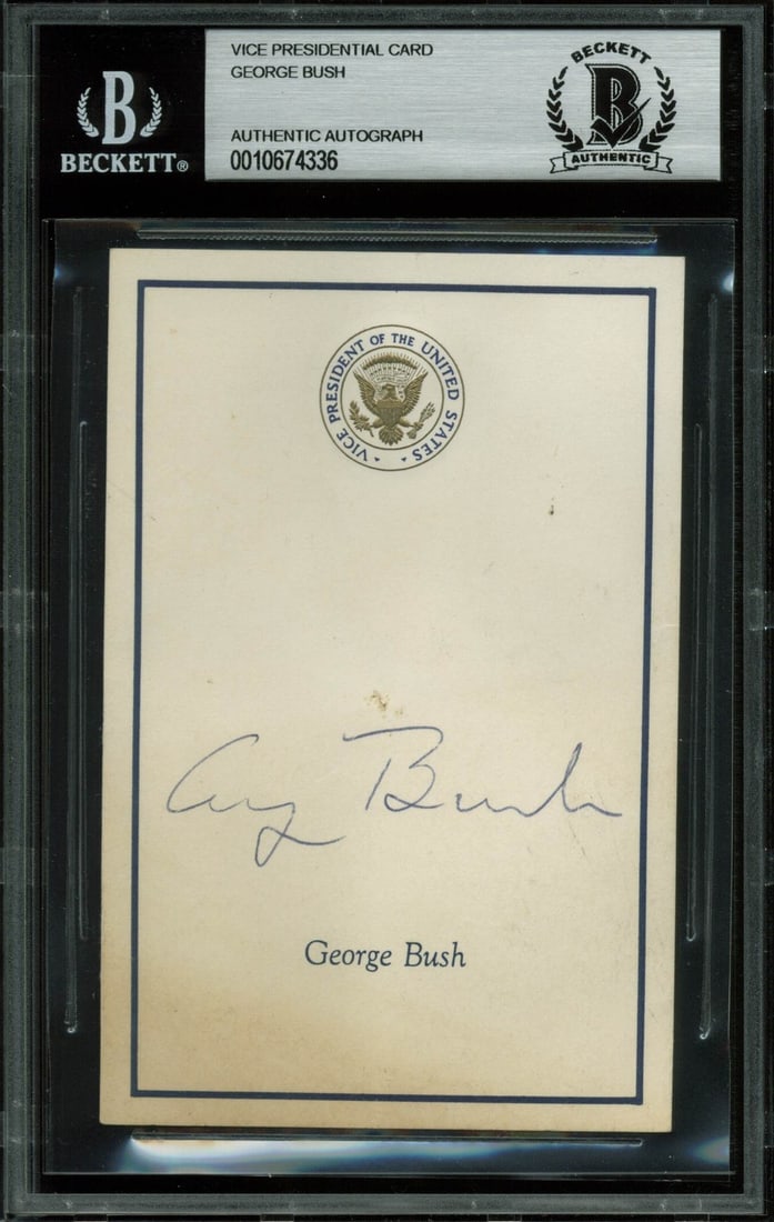George H.W. Bush Signed 3.25x5 Vice Presidential Card BAS Authenticated (1 of 3)