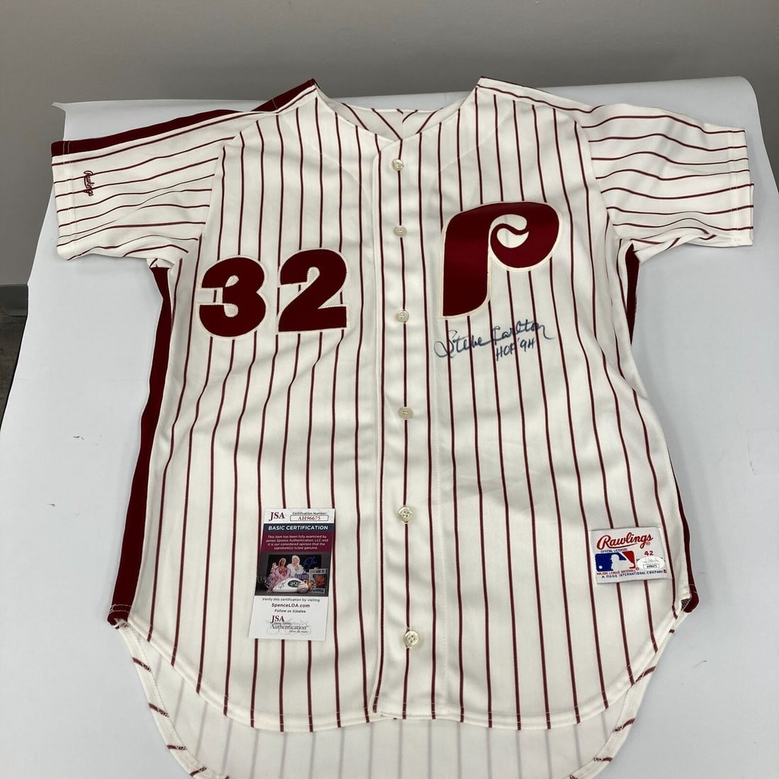 Steve Carlton HOF 1994 Signed Phillies Jersey with JSA COA (1 of 8)