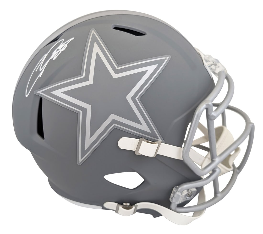 CeeDee Lamb Signed Dallas Cowboys Slate Full Size Speed Helmet Authentic Fanatics: CeeDee Lamb Signed Dallas Cowboys Slate Full Size Speed Helmet Authentic Fanatics This authentic signed helmet features CeeDee Lamb's signature on a full-size slate Riddell Speed Rep Helmet, represent