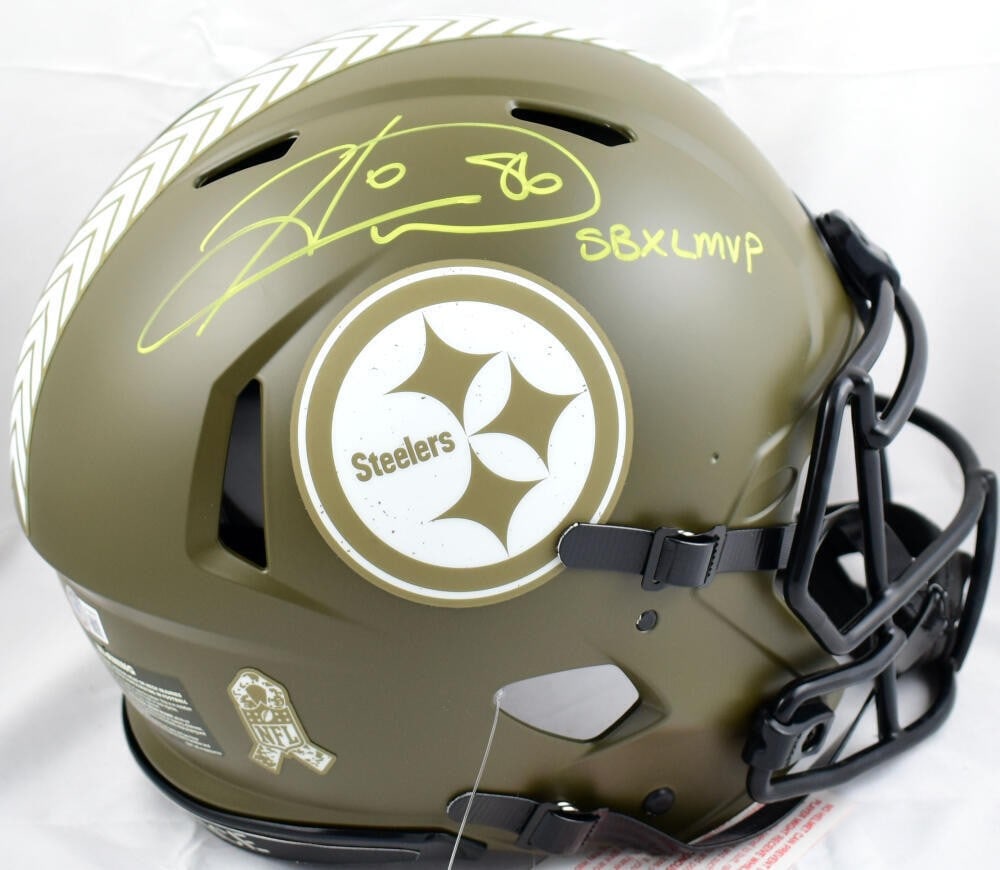 Hines Ward Autographed Steelers Full-Size Salute to Service Helmet BAS Authenticated (1 of 10)