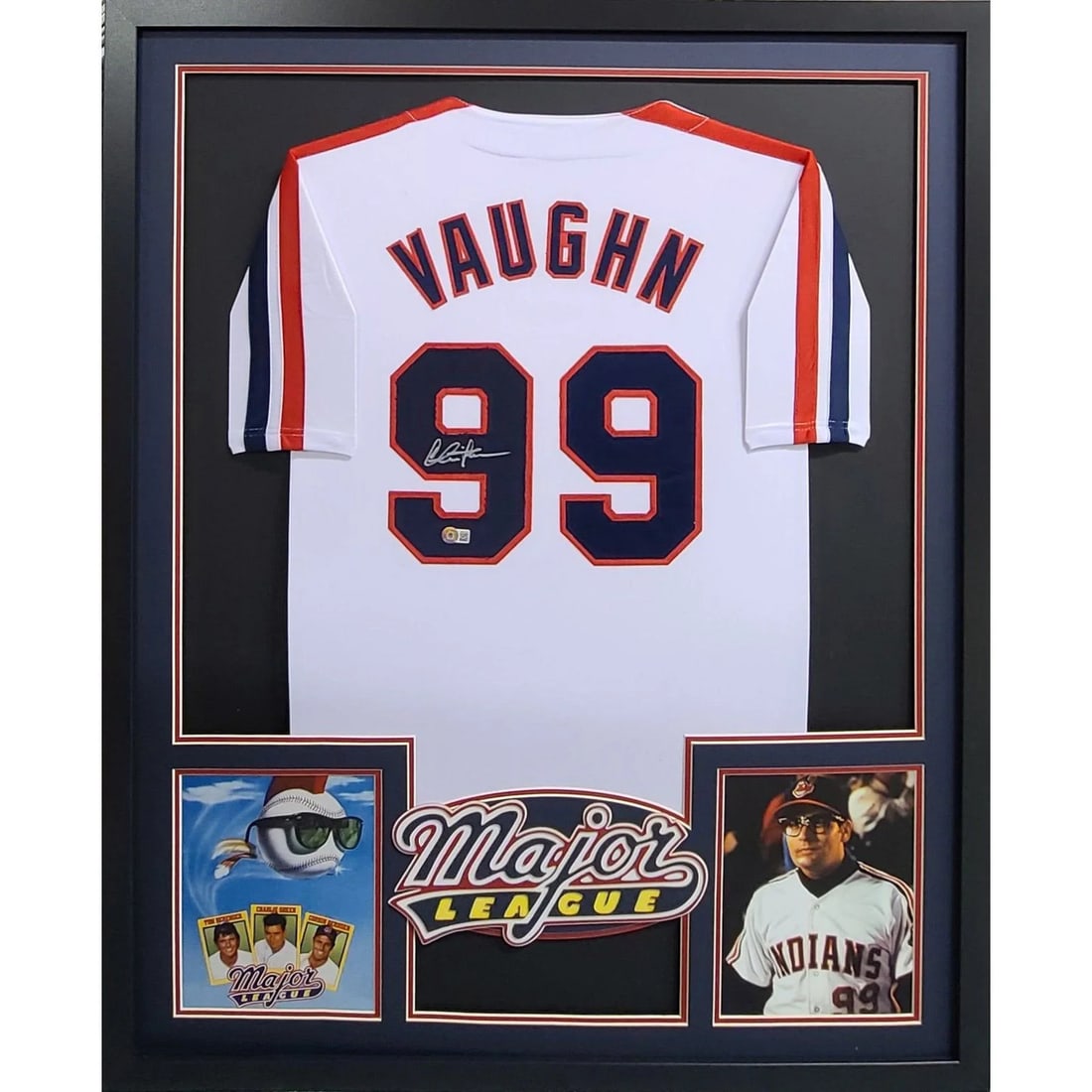 Charlie Sheen Signed Framed Major League Jersey Beckett Authenticated (1 of 2)