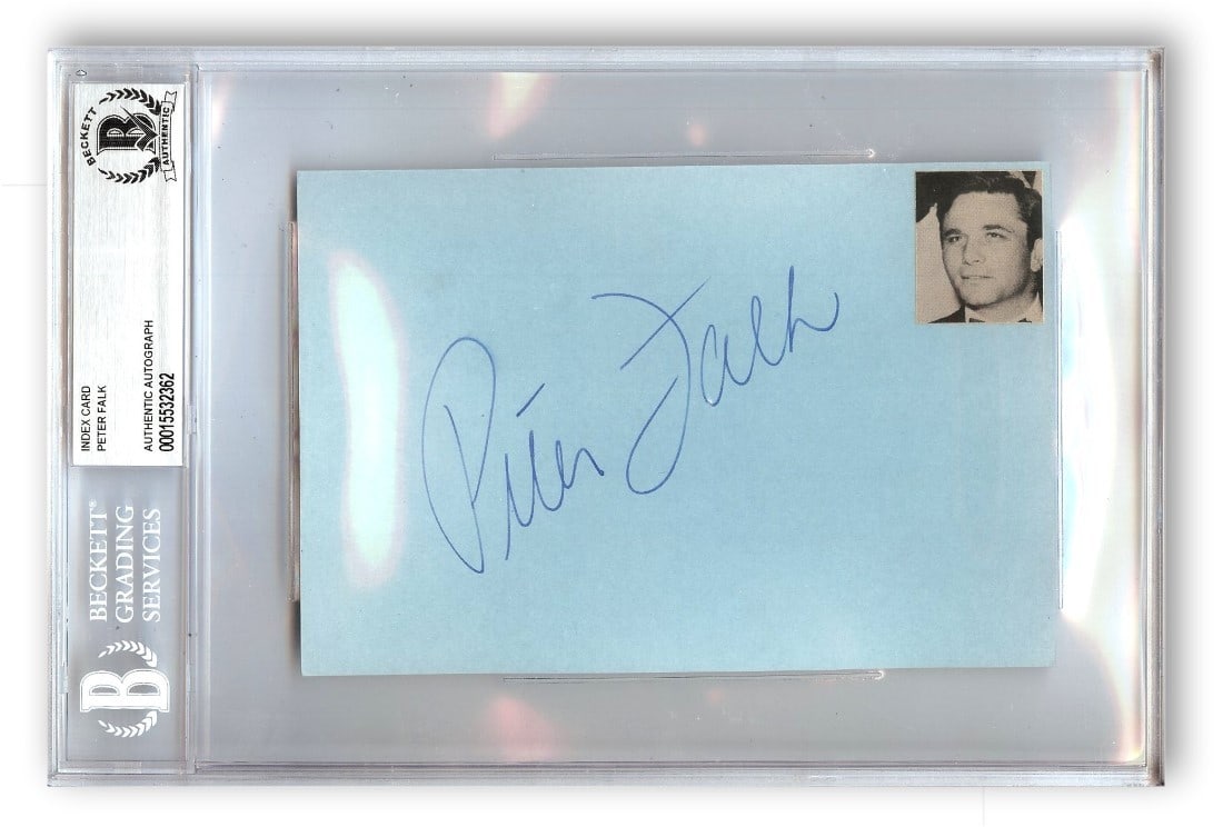 Autographed Index Card Signed by Peter Falk Beckett Authenticated (1 of 1)