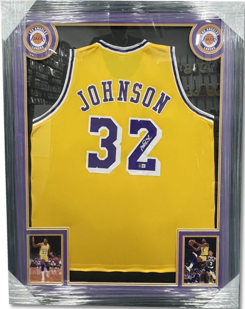 Magic Johnson Authenticated Signed Jersey Custom Framed 35x43 Lakers (1 of 3)