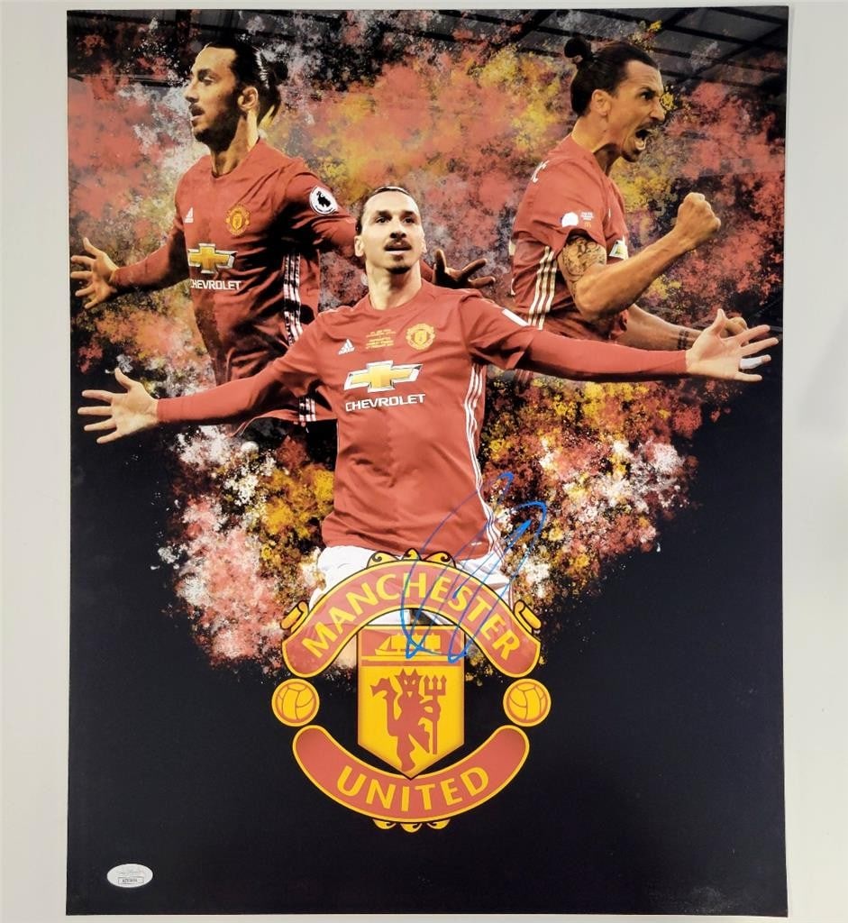 Zlatan Ibrahimovic Signed Manchester United 16x20 Photo JSA Certified: Zlatan Ibrahimovic Signed Manchester United 16x20 Photo JSA Certified This authentic 16x20 photograph features the legendary soccer player Zlatan Ibrahimovic, showcasing his signature as a testament t