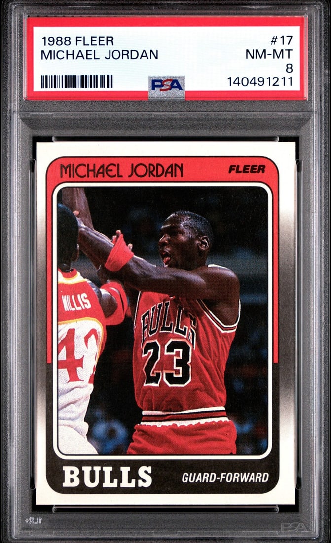 1988 Fleer Michael Jordan #17 Basketball Card PSA 8 Near Mint Authentic (1 of 2)
