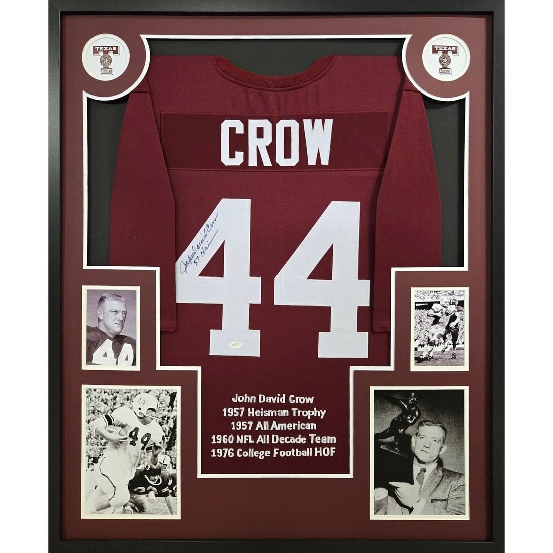 John David Crow Signed Framed Jersey Texas A&M JSA Authenticated (1 of 2)