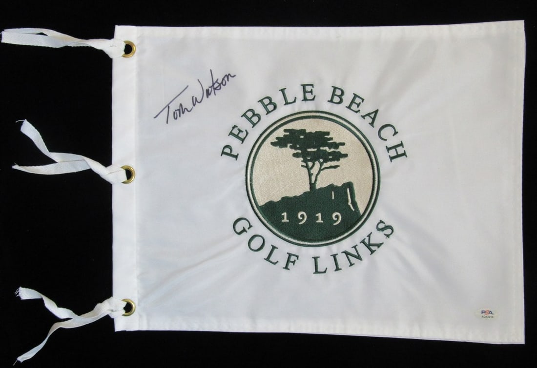 Pebble Beach Golf Pin Flag Signed by Tom Watson PSA Authenticated (1 of 3)