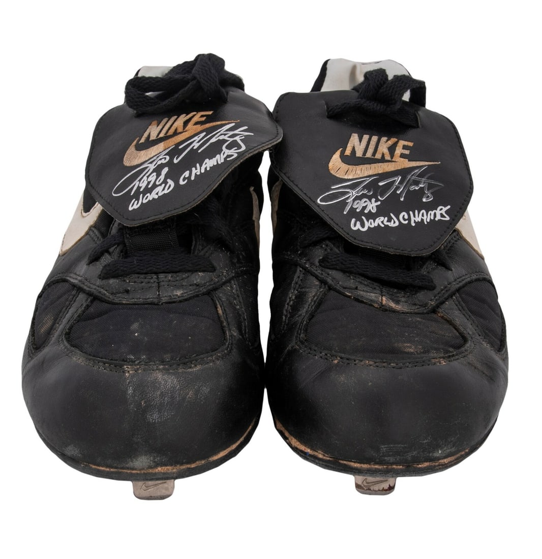 Tino Martinez 1998 Yankees Game Worn Autographed Cleats Steiner PSA DNA COA: Tino Martinez 1998 Yankees Game Worn Autographed Cleats Steiner PSA DNA COA This pair of Nike cleats was game-used by Tino Martinez during the 1998 MLB season while playing for the New York Yankees. T