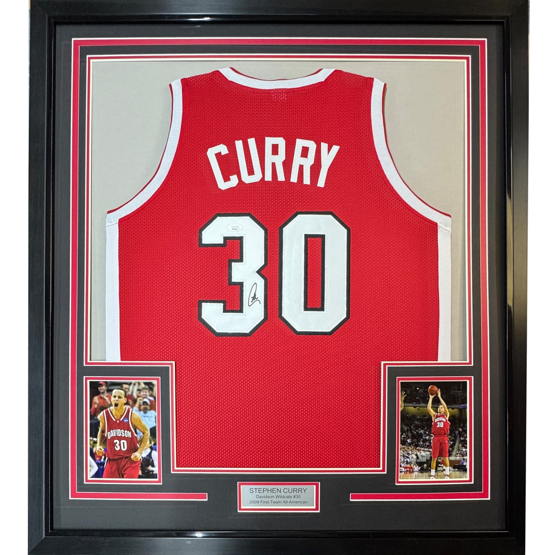 Framed Signed Stephen Curry Davidson Wildcats Jersey with JSA COA (1 of 2)