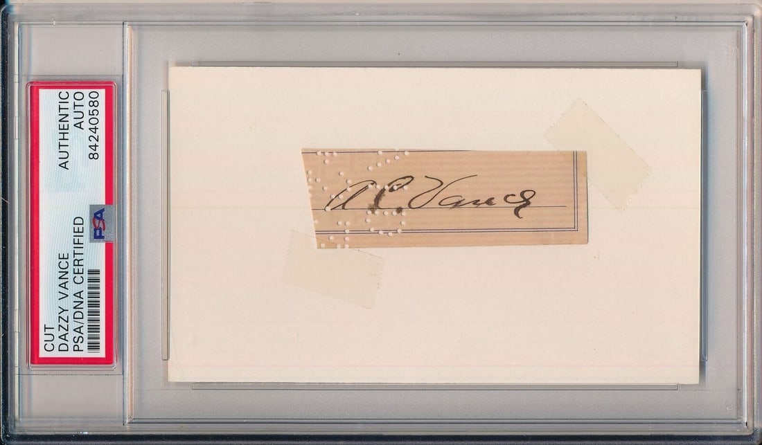 Dazzy Vance Signed Brooklyn Dodgers Cut Index Card PSA/DNA (1 of 1)